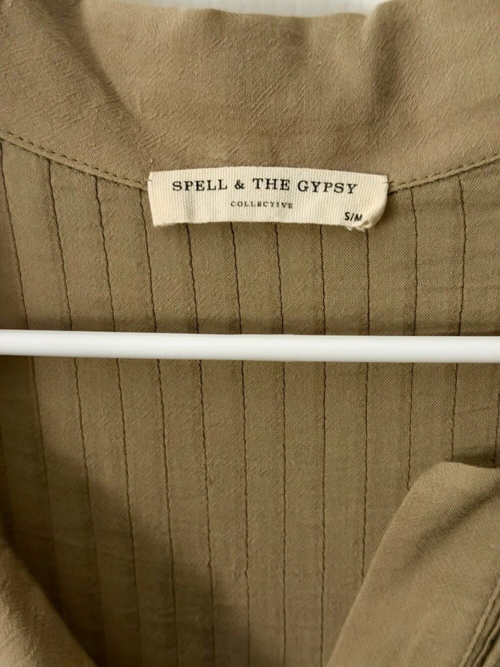 Spell & The Gypsy Linda Shirt Dress Khaki Small Boho Button Front Maxi - Picture 13 of 16